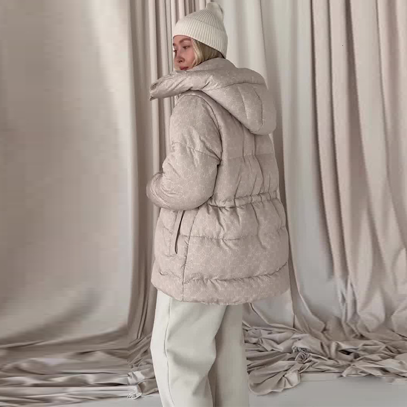 2025 Autumn New Women's Printed Warm Comfortable Mid-Length Cotton Jacket