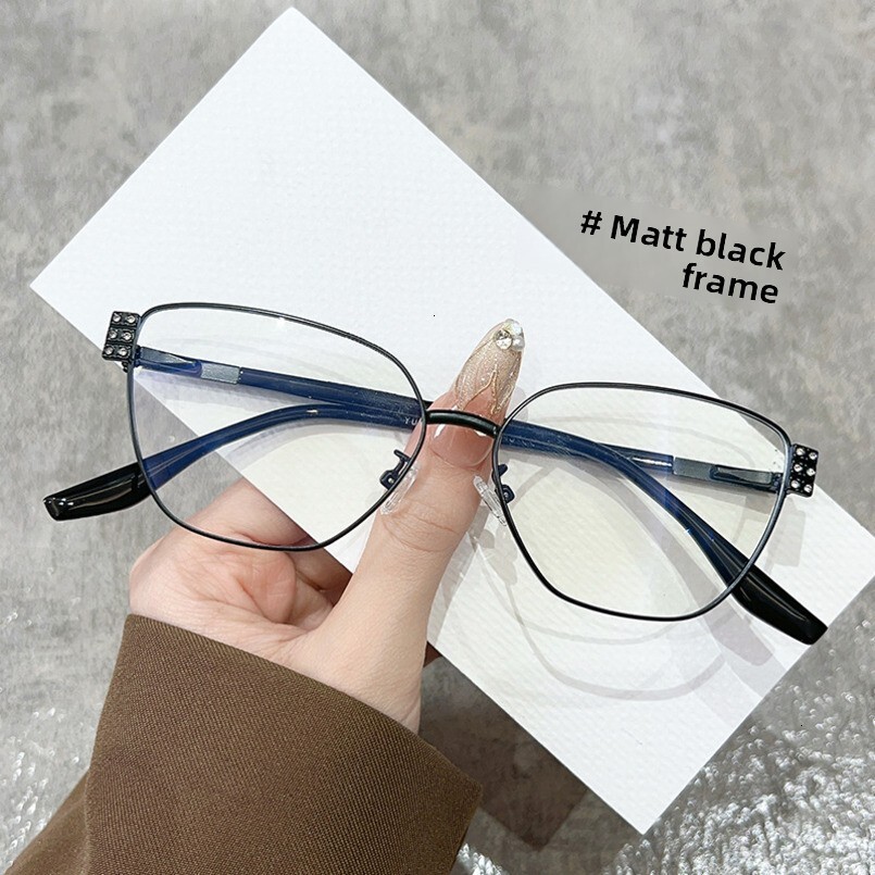Diamond-Encrusted New Unisex Versatile Metal Frame Internet Celebrity No-Makeup Face-Shaping Decorative Non-Prescription Prescription Glasses