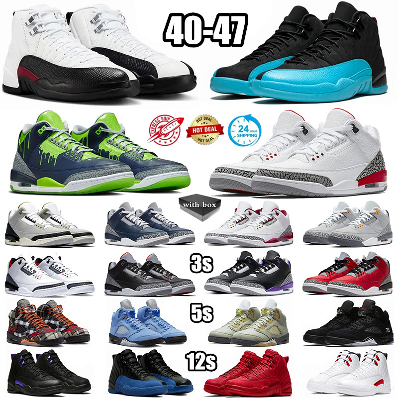 With box 3s Basketball Shoes 5s 12s Designer Shoes Trainers Black Cement Cardinal Red Dark Iris Fire Red Mocha Mens Outdoors Sports Sneakers Comfortable breathable