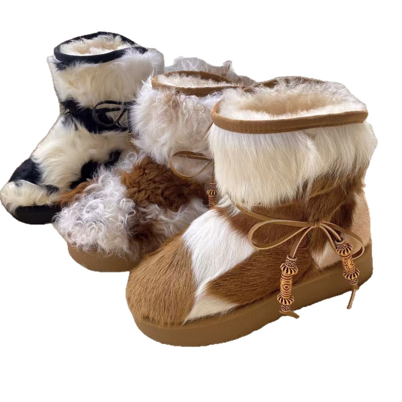 Autumn and winter sheepskin snow boots for women warm sheepskin boots designer boots thick wool luxury boots thick soled snow boots