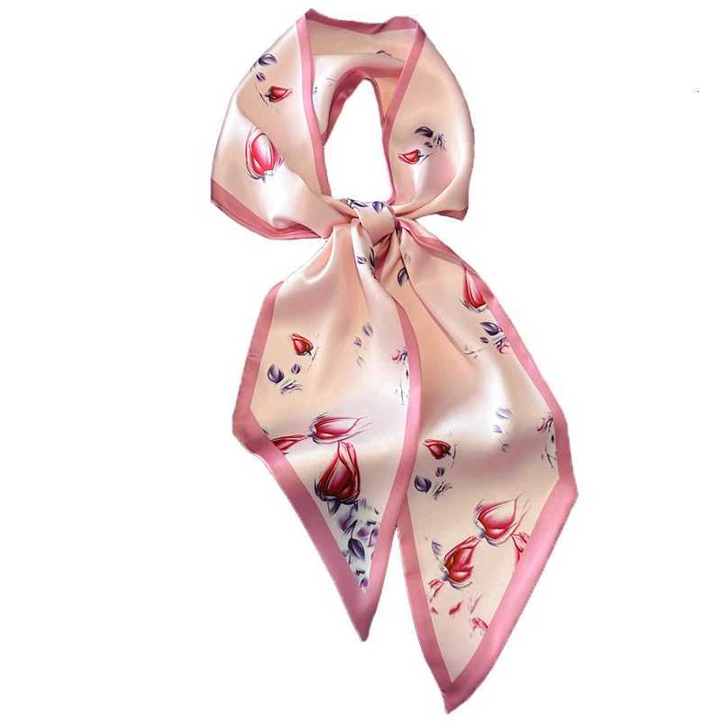 Luxury wer Pattern Long Narrow Silk Feel Scarf Shl for Wen Small Silk Scarf La DoubleSided band Accories Y251024