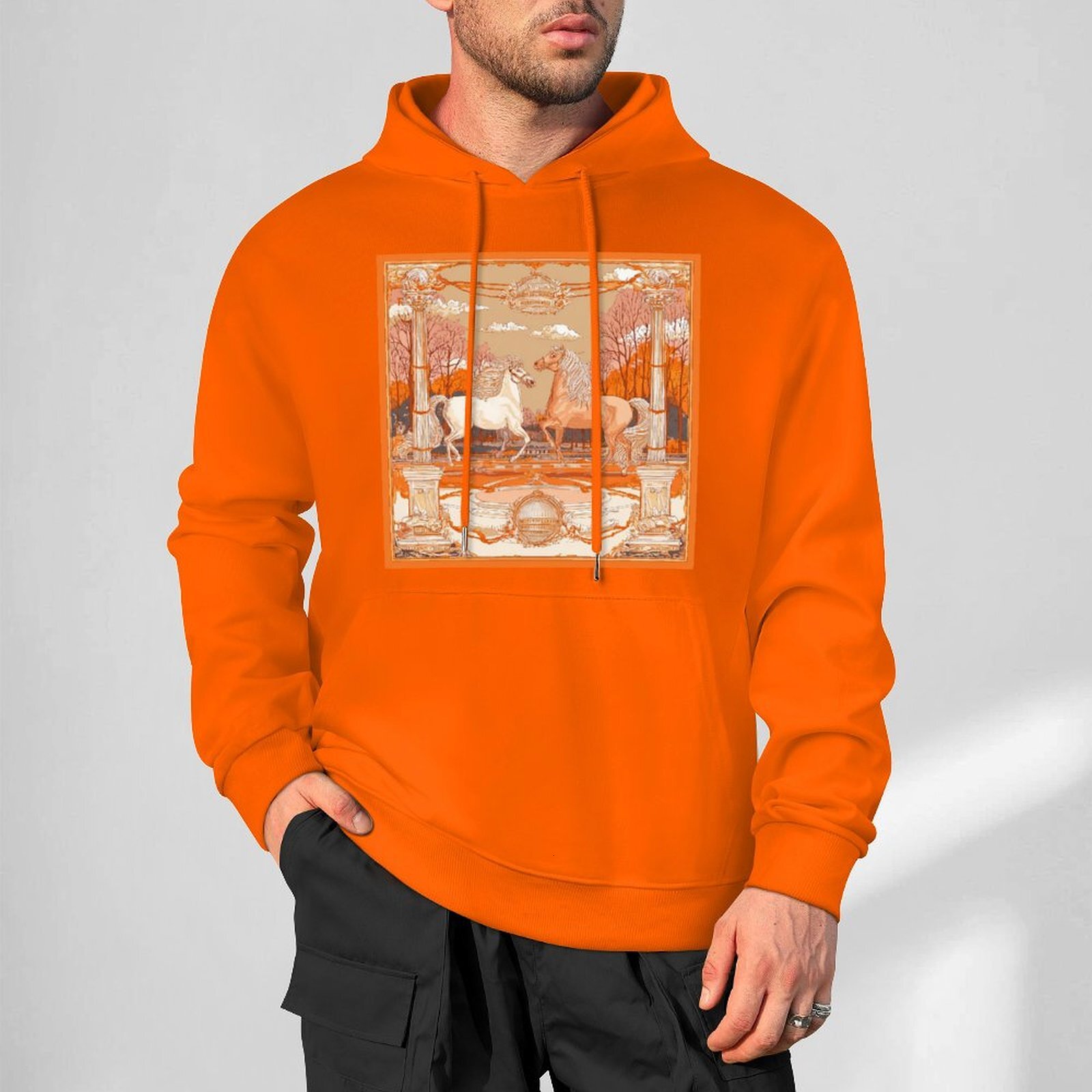 H Designer Fall Winter Hoodie Luxury Horse Print Design Unisex Long Sleeve Streetwear Hip Hop Oversized Fit Hoodie Men's Fashion Apparel H60