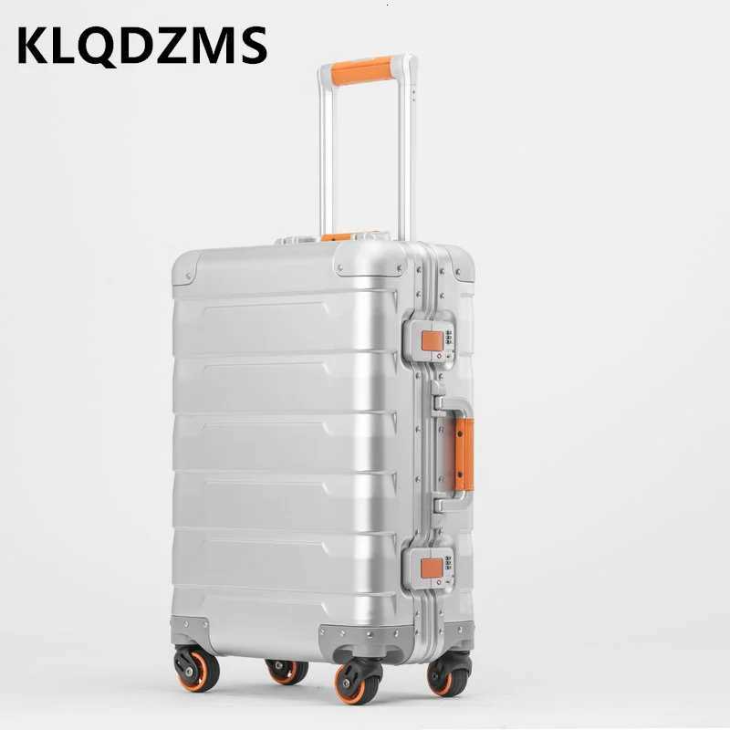 KLQDZMS 2024Inch Cabin Suitcase Full Aluminum Magnesium Alloy Boarding Box Mens Business Trolley Case with Wheels LuggageW251024
