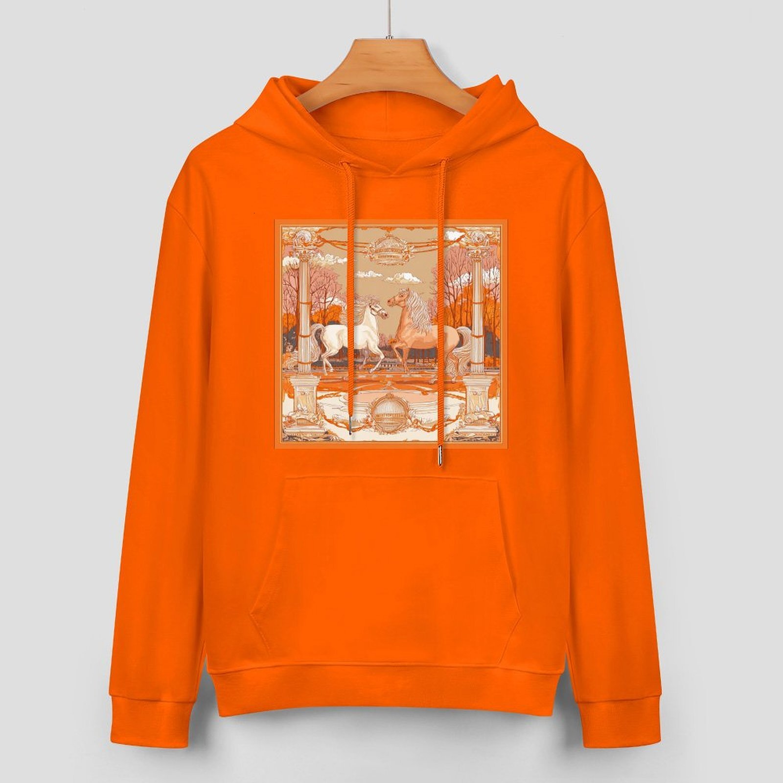 H Designer Fall Winter Hoodie Luxury Horse Print Design Unisex Long Sleeve Streetwear Hip Hop Oversized Fit Hoodie Men's Fashion Apparel H60