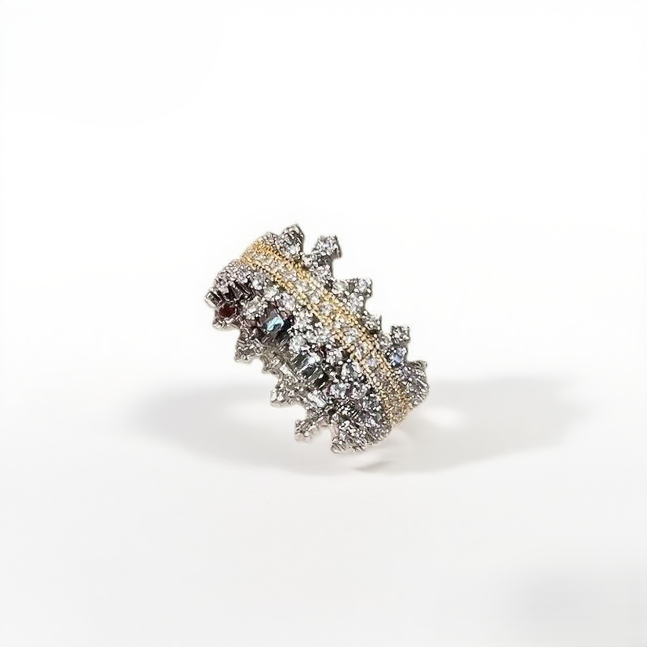 TaiYang New Wide Band Open Ring, Gold Plated Copper with Micro-Pave Zirconia, Minimalist Statement Finger Ring for Women