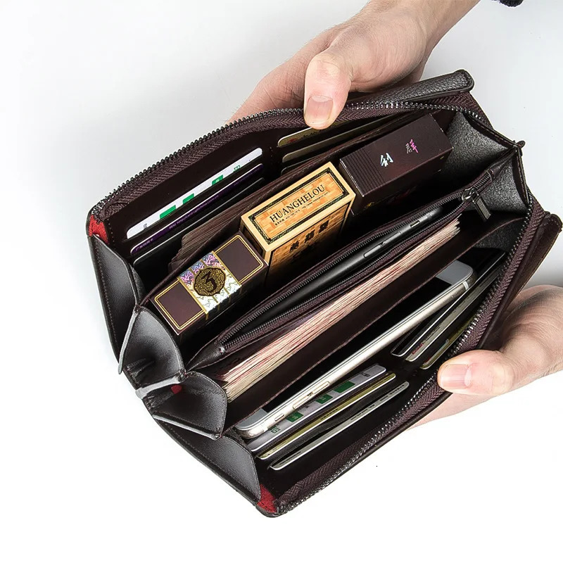 Baellerry Large Capacity Phone Pocket Men Wallets Handbag Card Holder Zipper Male Passport Case Mens Purses 251014