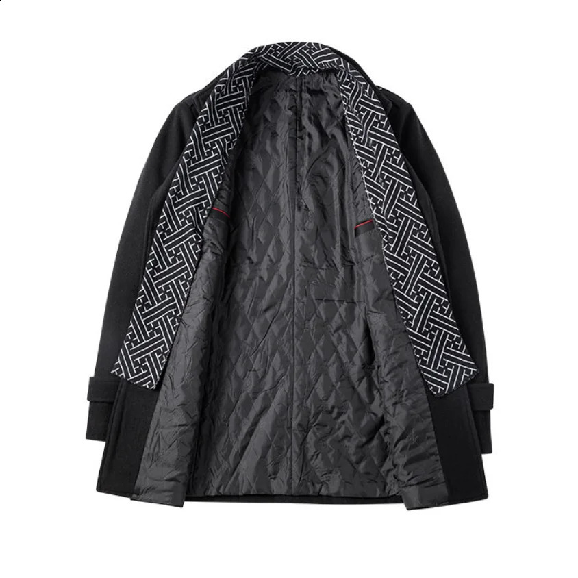 Highquality mens fashionable stylish versatile trendy and casual autumn winter woolen overcoat with a scarf 251015