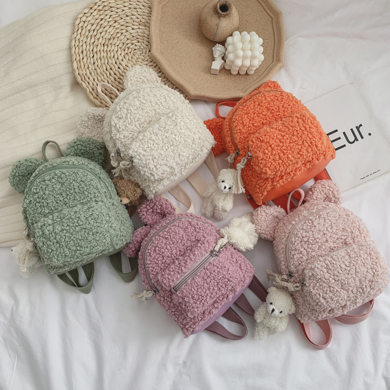 New Korean style children's small bag cartoon cute plush girl backpack designer small backpack mini shoulder crossbody bag