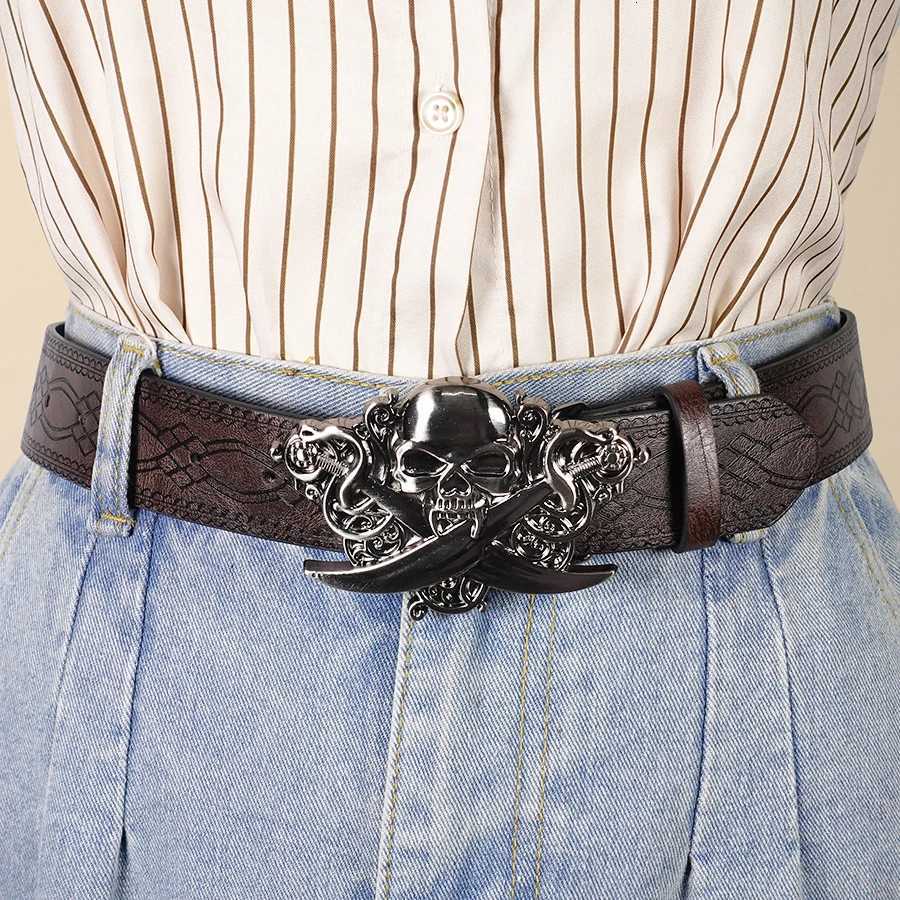 Brown Skull Unisex Waist Belt Street Style Retro Belt Can Be Paired with Jeans Dresses Suits Shirts W251024