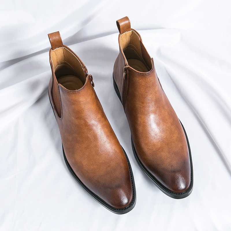 British Style Chelsea Boots for Men Casual Slip on Ankel Boots Business Dress Leisure Walk Shoes Split Leather Male Basic Boots W251024