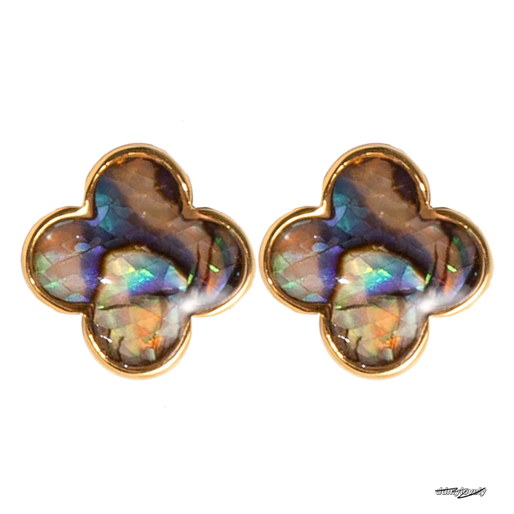 Abalone Shell Clover For Women - Natural Style Fashionable Sier Needle Dangle Earrings Ddmylovely