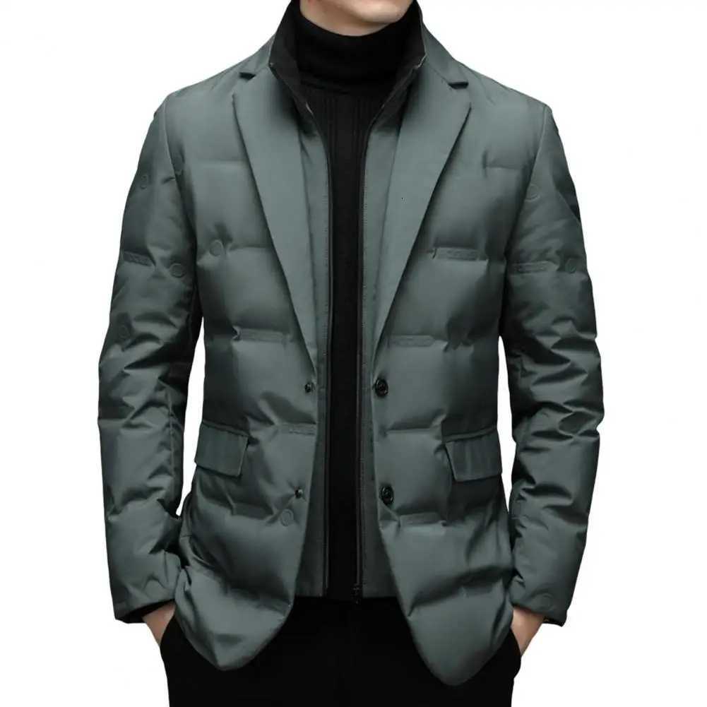 Winter Mens Coldproof Windproof Down Jacket Suit Scarf Collar Simple Down Jacket Male Clothing Z251024