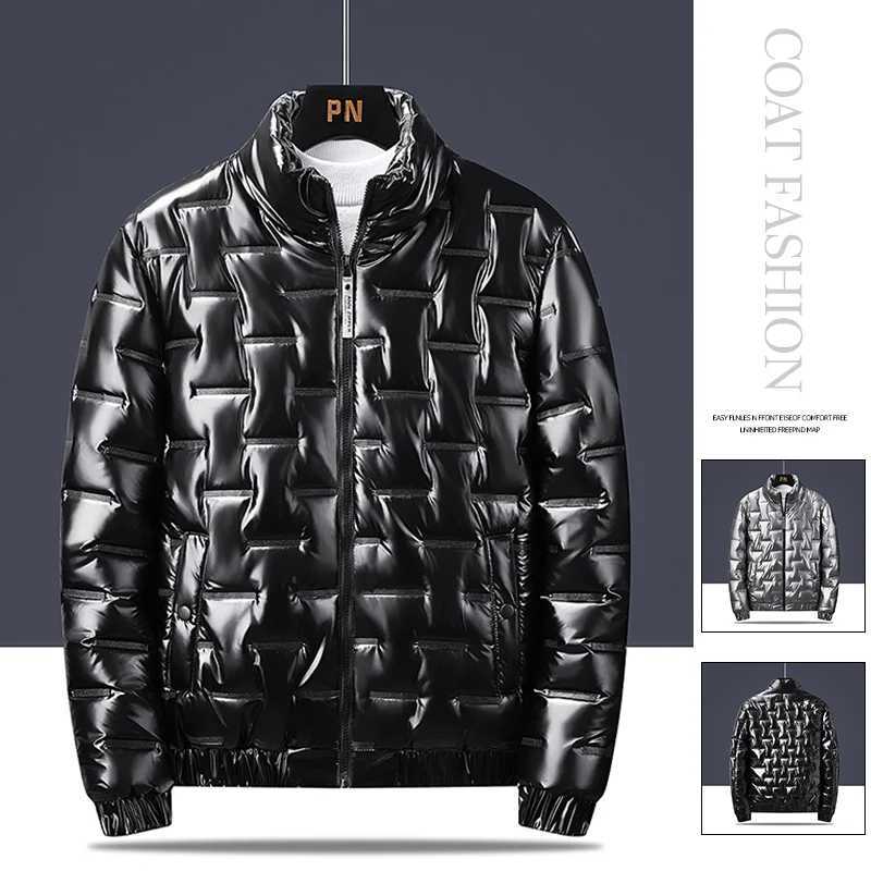 Autumn and winter mens cotton coat hooded jacket with shiny surface personalized warm jacket outdoor sports warm cotton coat Z251024