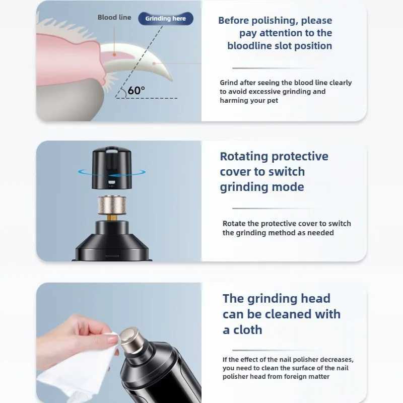 Pet Nail Clipper USB Rechargeable Electric Dog Nail Grinder Pet Nail Trimmers Painless with Polisher Wheel for Small Large Pets Z20251024