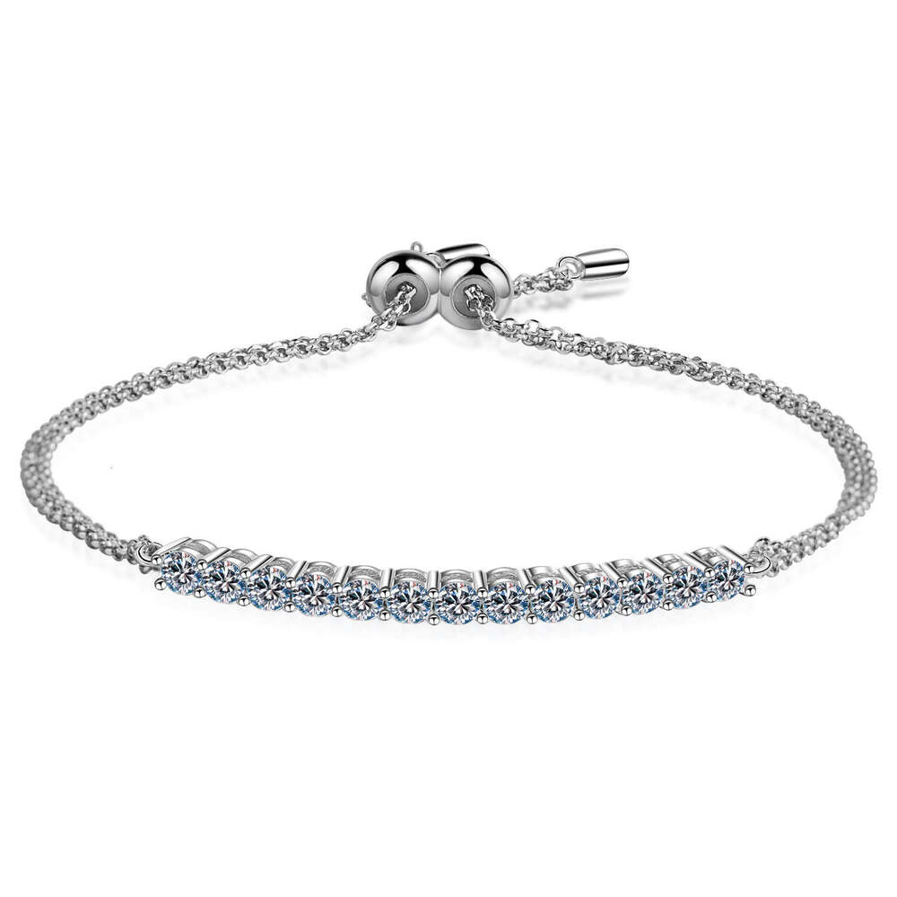 DHCollections-- S Pure Sier 1.3 Moissanite Simulated Dia Row Bracelet Direct Certification