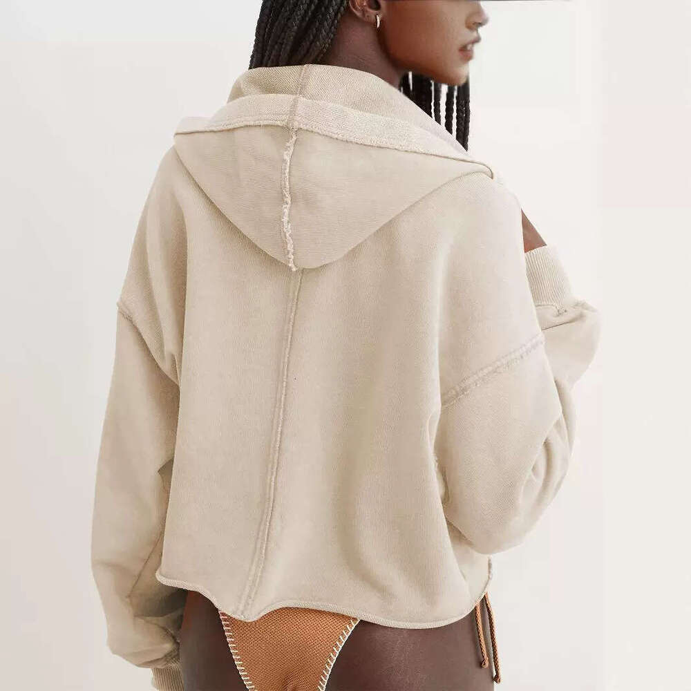 Fashion Loose Trendy Hoodie for Women Spring Autumn V-neck Pullover Long Sleeve Top