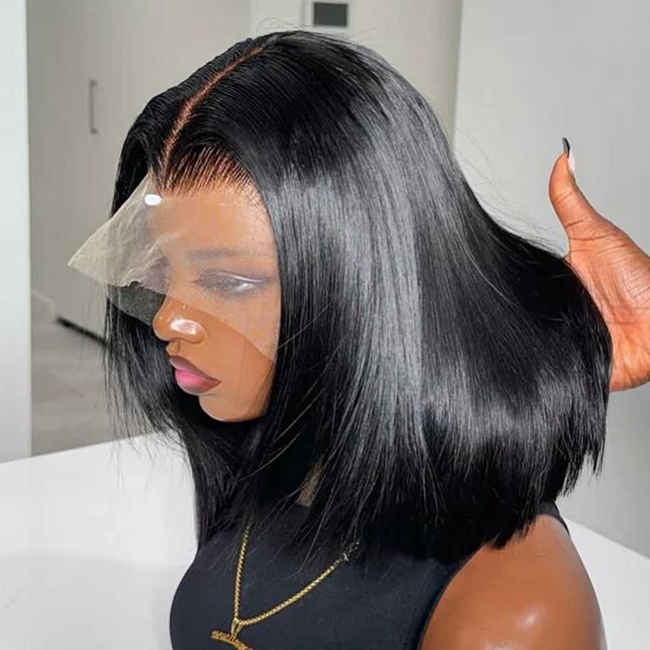 13x4 Straight Lace Frontal Bob Wig Pre Plucked Remy Bone Straight Short Bob Wig 4x4 Human Hair Wigs Brazilian Hair Wig For Women W251023