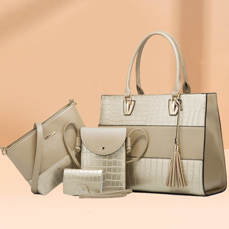 Designer Bag Autumn/Winter New Fashionable Women's Shoulder Bag Retro Crocodile Pattern Four Piece Set Mother and Daughter Luxury Handbag