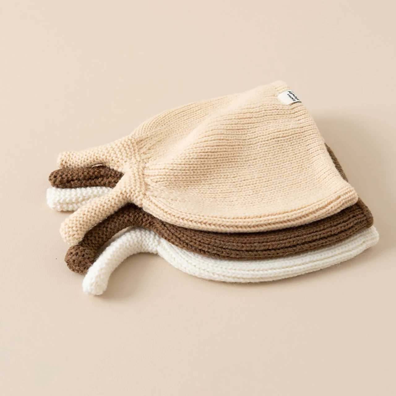 Cute Tentacle Knitted Hat for Baby Winter Warm Pullover Cap Solid Color Woolen Crochet Bonnet 14Year Boy Girl Children BeaniesL251024