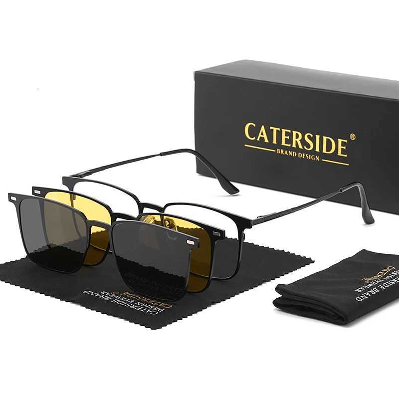 Caterside New Polarized Sunglasses Mens Metal Frame Women Sun Glasses Set Multi Lens Magnetic Suction 3In1 Eyewear UV400T251024