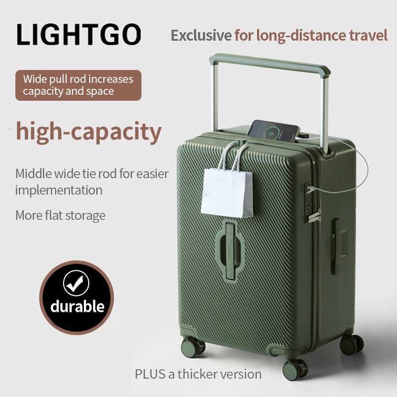 LIGHTGO Ultralight PC Carry On Suitcase 20 26 28 Inch Expansion TSA Lock Luggage w 8 Silent Wheels YKK Zipper Cup HolderW251024