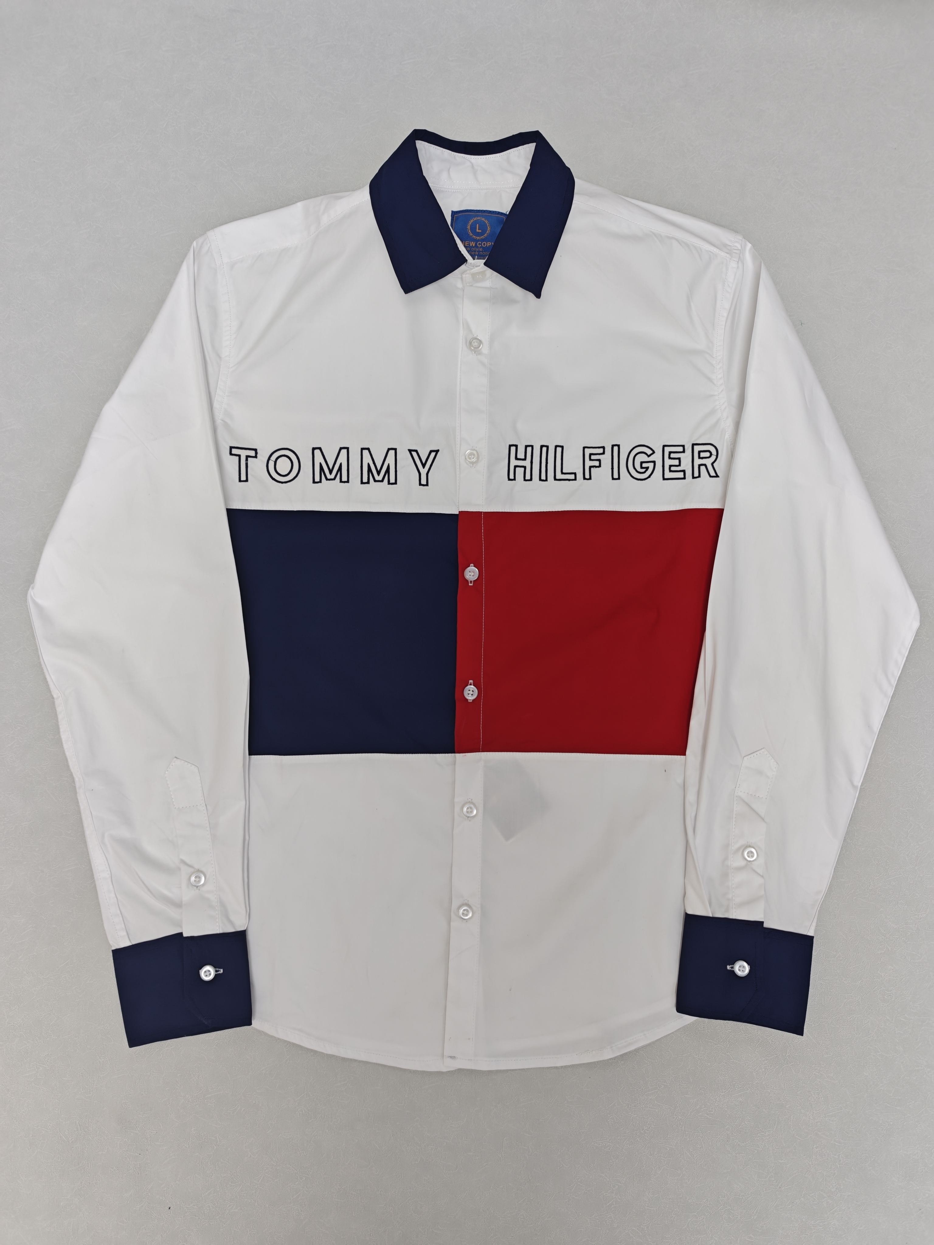 Casual Long Sleeve Color Block Shirt for Men - Trendy Color Combination, Classic Collar, Versatile for Casual and Semi-Formal Occasions-NO02