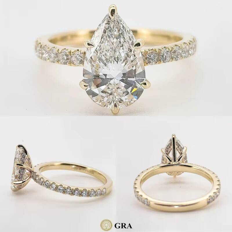 2ct Pear Wedding Rings Moissanite 14k Real Gold Jewelry Gra Certified Real Gold Engagement Moissanite Ring