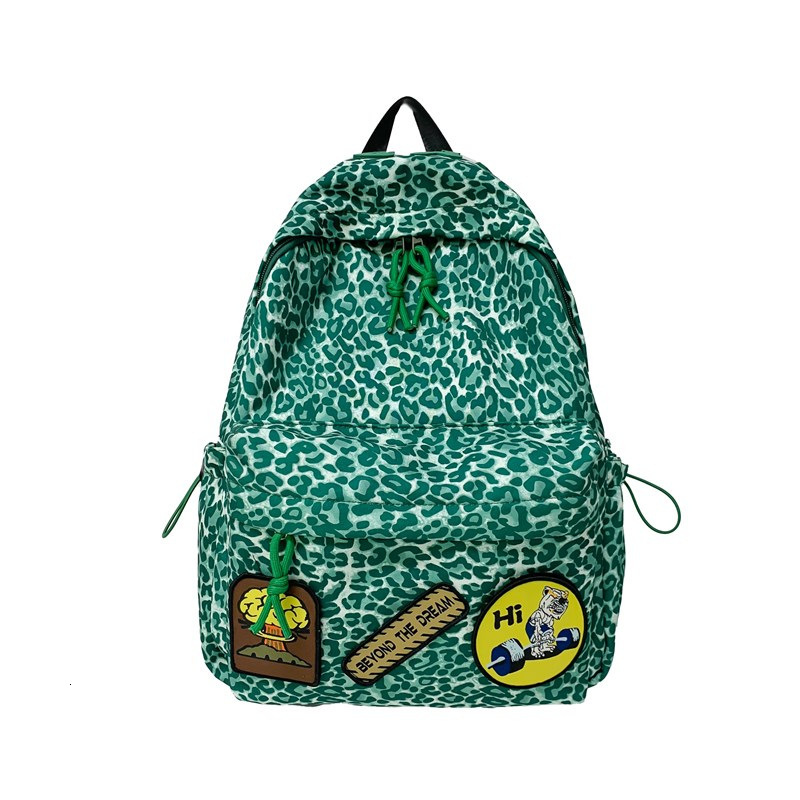 New Trendy Leopard Print Large Capacity Korean Style Female Junior High School Niche Casual Student Backpack