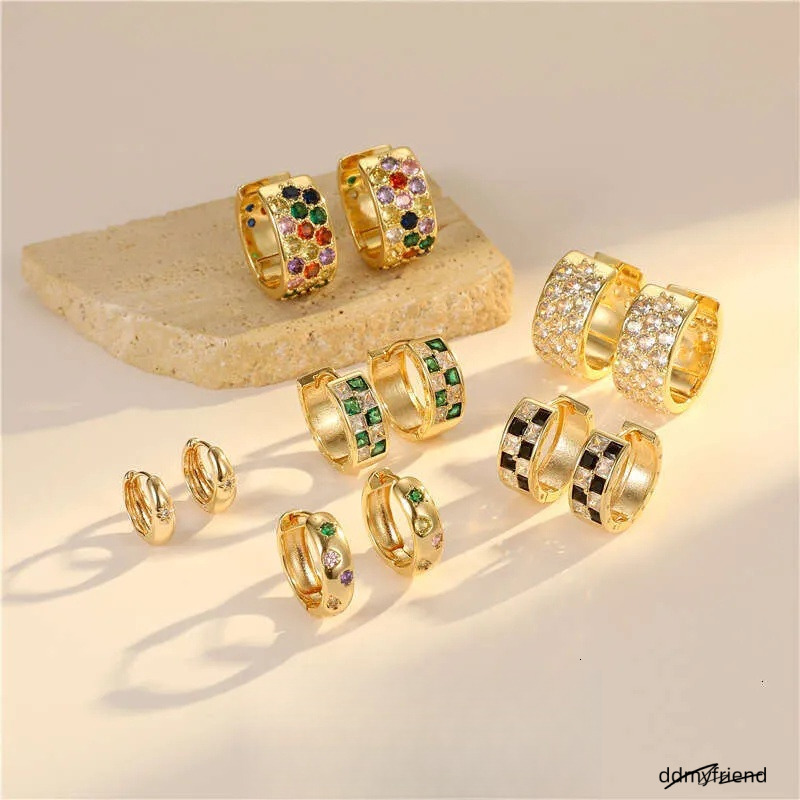 Vintage Style Round Earrings For Women - Inlaid Zircon, Geometric Design, Colorful Accent Ddmyfriend