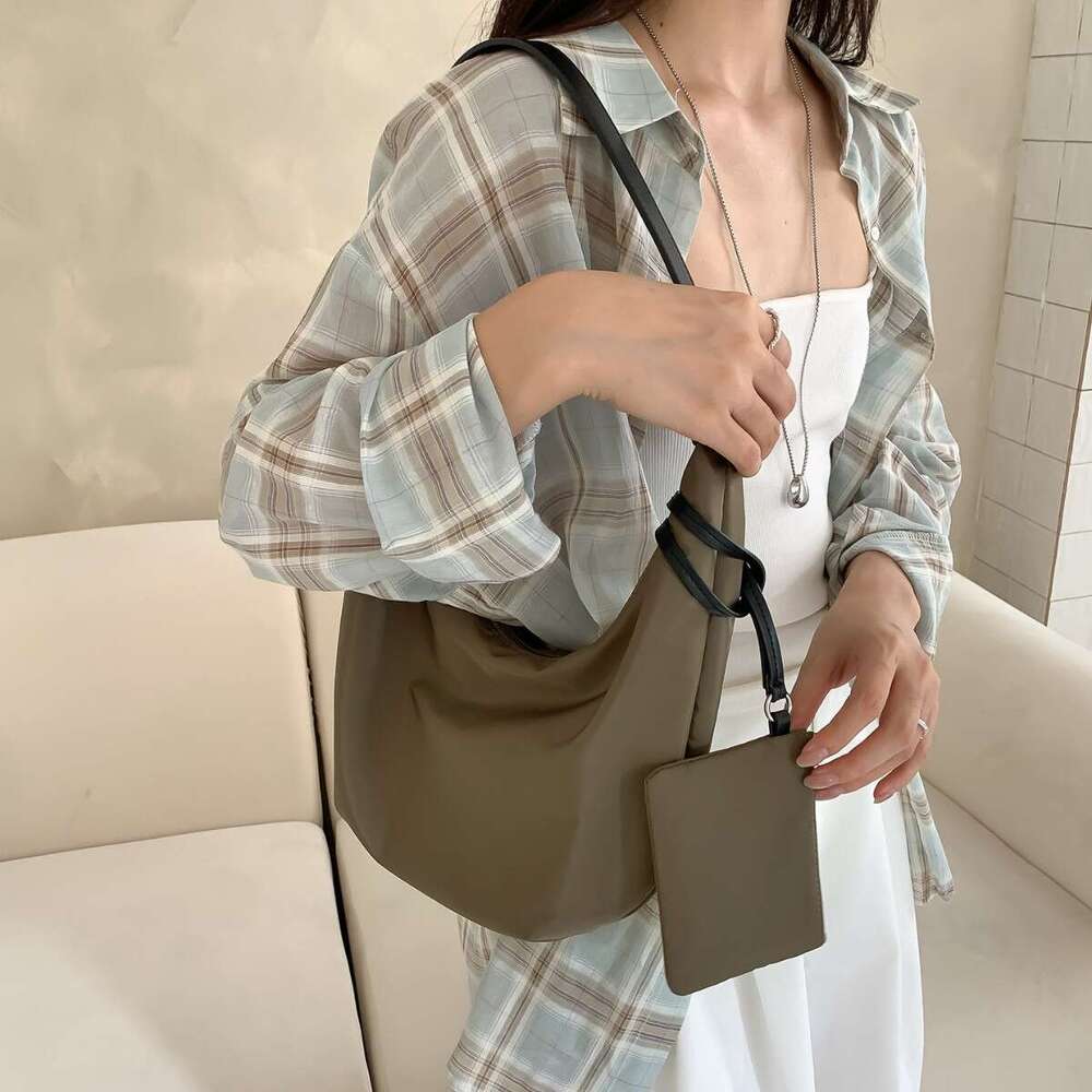 New Commuter Underarm Women, Niche Design Nylon Moon Dumpling Bag, Fashionable Casual Korean Style Single Shoulder Bag For Women B5