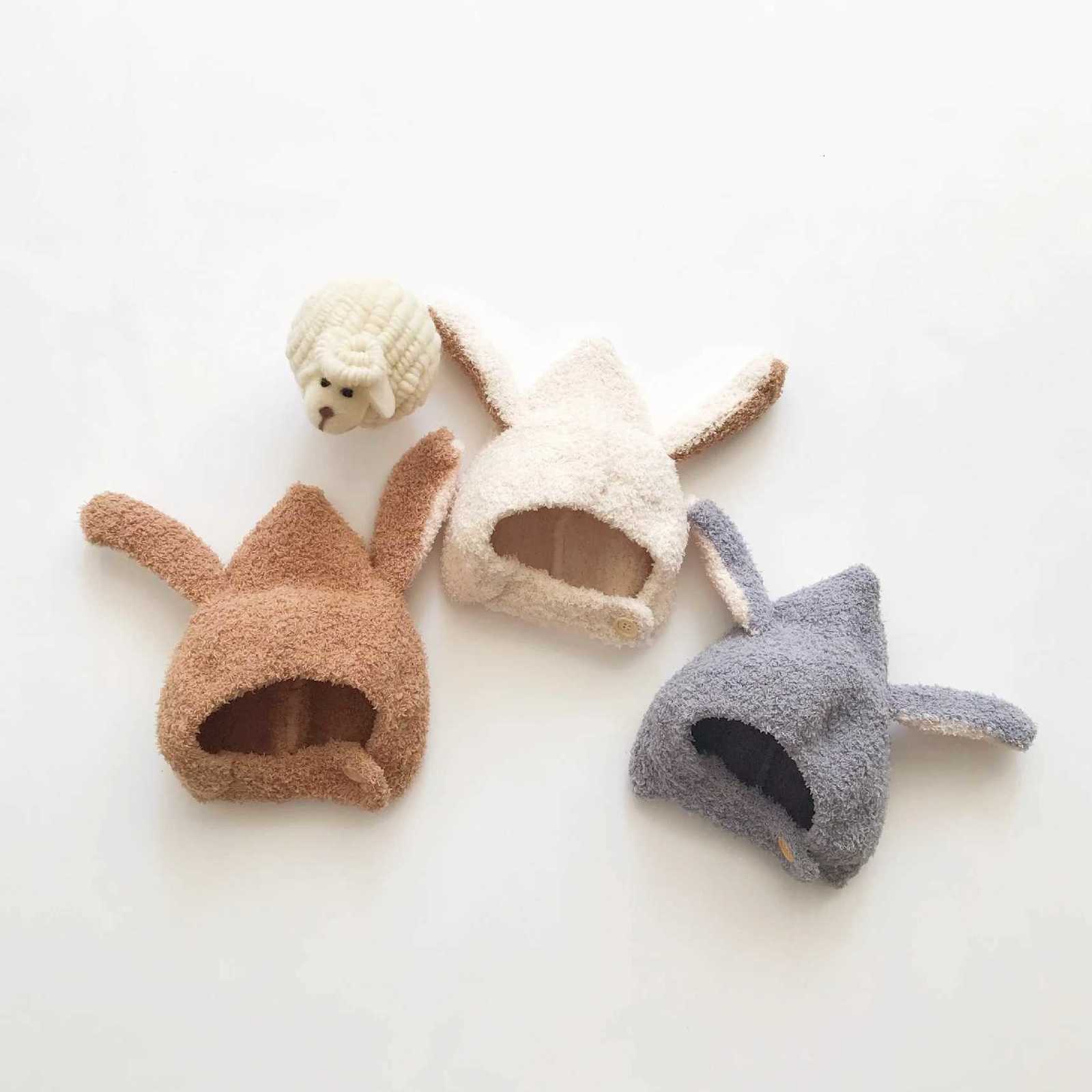 Cute Baby Winter Hat Fleece Warm Bonnets Rabbit Ear Hats for Kids Infant Babies Accessories Newborn Photography Props Boys GirlsL251024