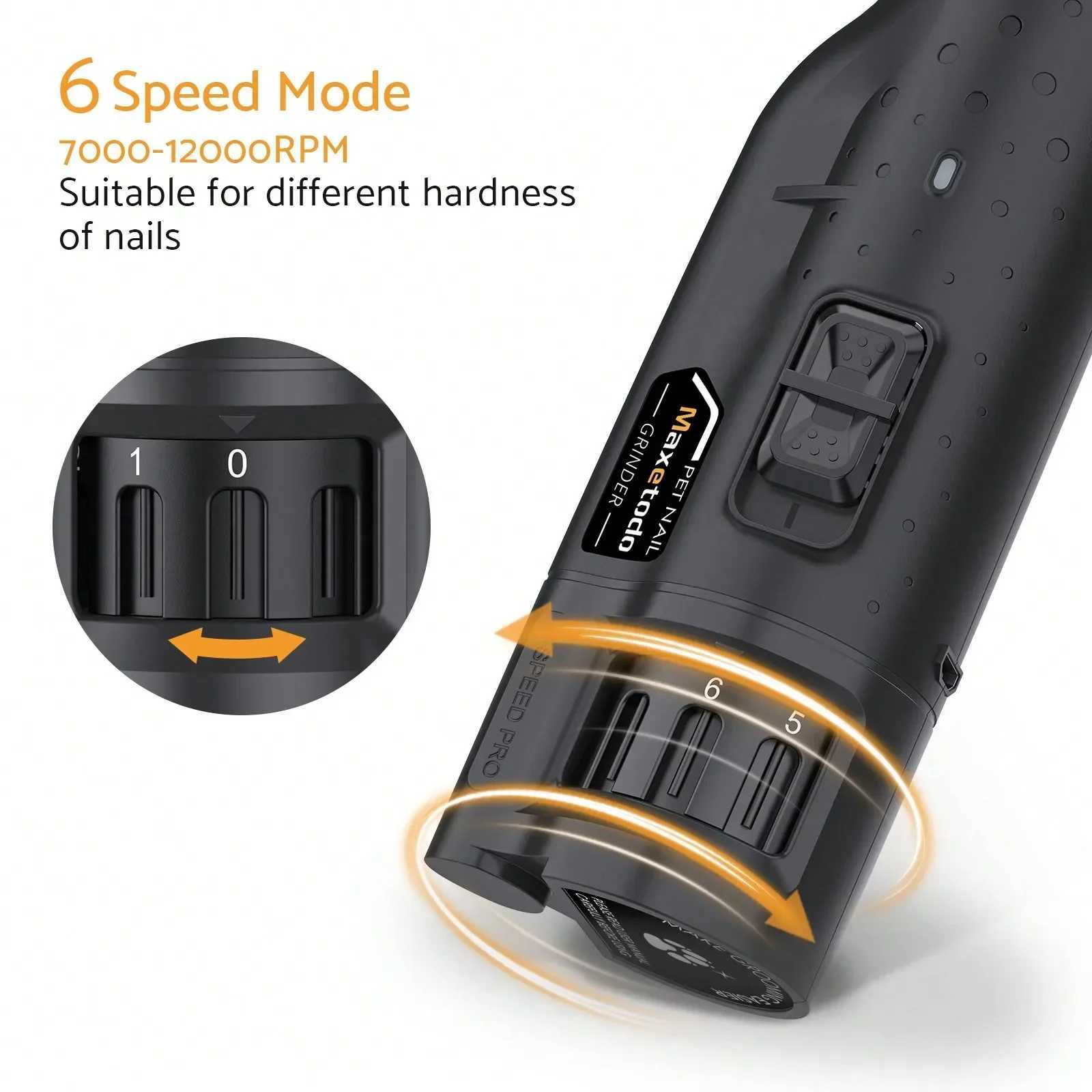 Pet Dog Nail Grinders Quiet 6 Speed USB Rechargeable Electric Dog Nail Trimmer with 2 LED Lights for Large Medium Small Dogs Z20251024