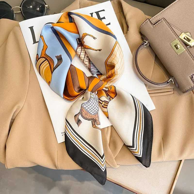 Horse Print Skinny Silk Neckerchief Luxury Design Square Scarf for Wen Soft Satin Scarves Bag Ribbon Fem Foard Haiand Y251024