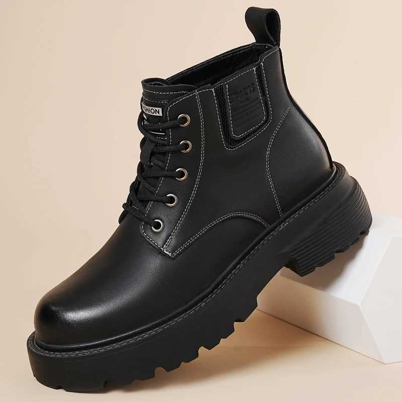 New Arrival Mens Motorcycle Boots Casual Leather Punk Ankle Boots Fashion Basic Botas Versatile High Top Shoes Sneakers W251024
