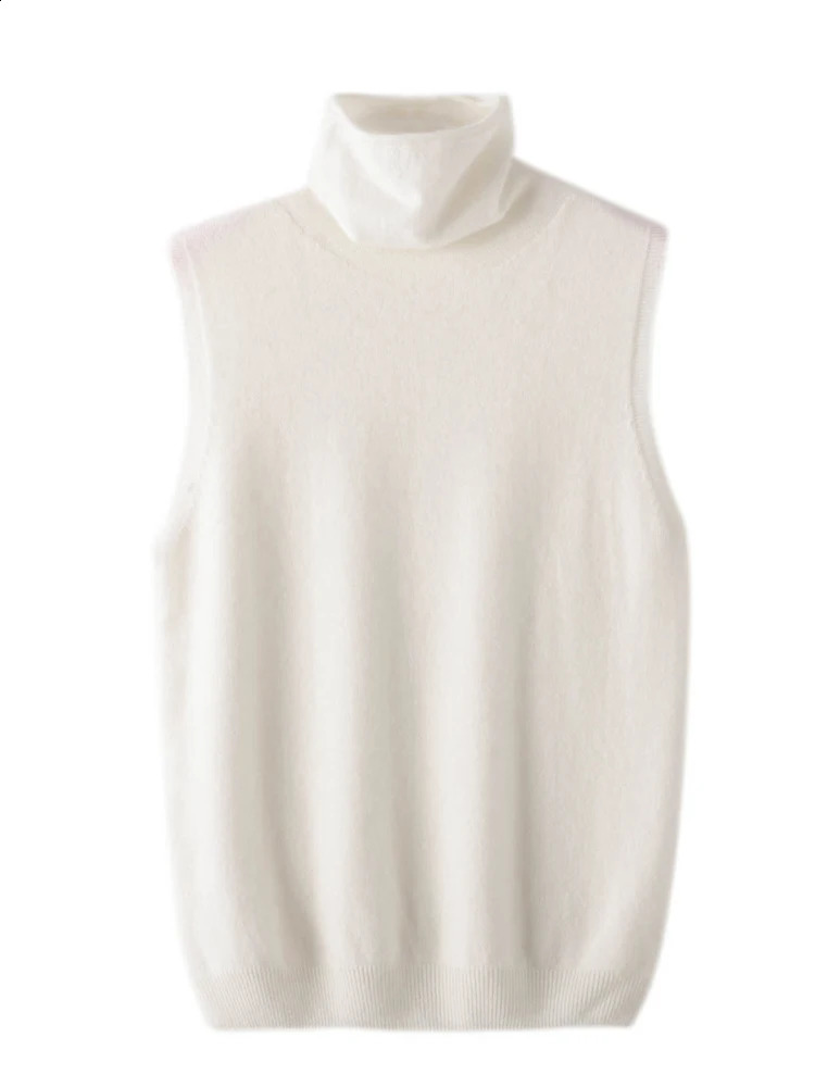 Women 100 Merino Wool Sleeveless Pullovers Turtleneck Sweater Waistcoat Wool Knitwear Spring Autumn Winter Fashion Vest Tops 251023