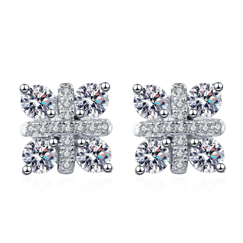DHCollections-- XDY Pure Sier for Women Peace Knot Micro Inlaid 48 Points Moissanite Stud Earrings Jewelry