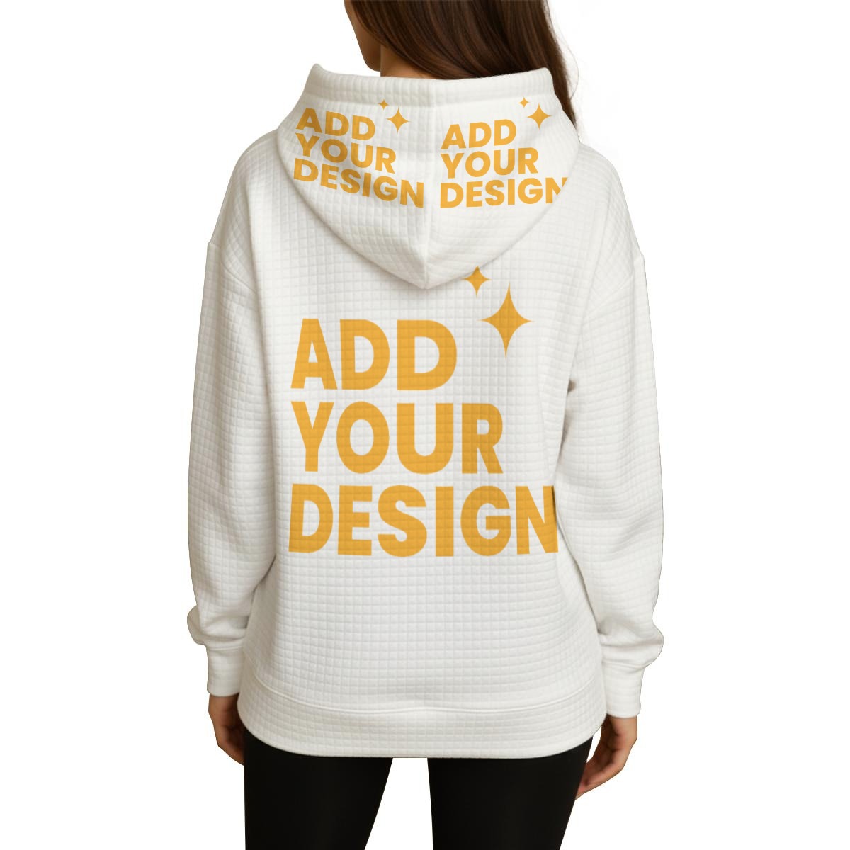 DHgatepod Women's Heavyweight Waffle Knit Hoodie - 320GSM All-Over Print Textured Pullover with Kangaroo Pocket