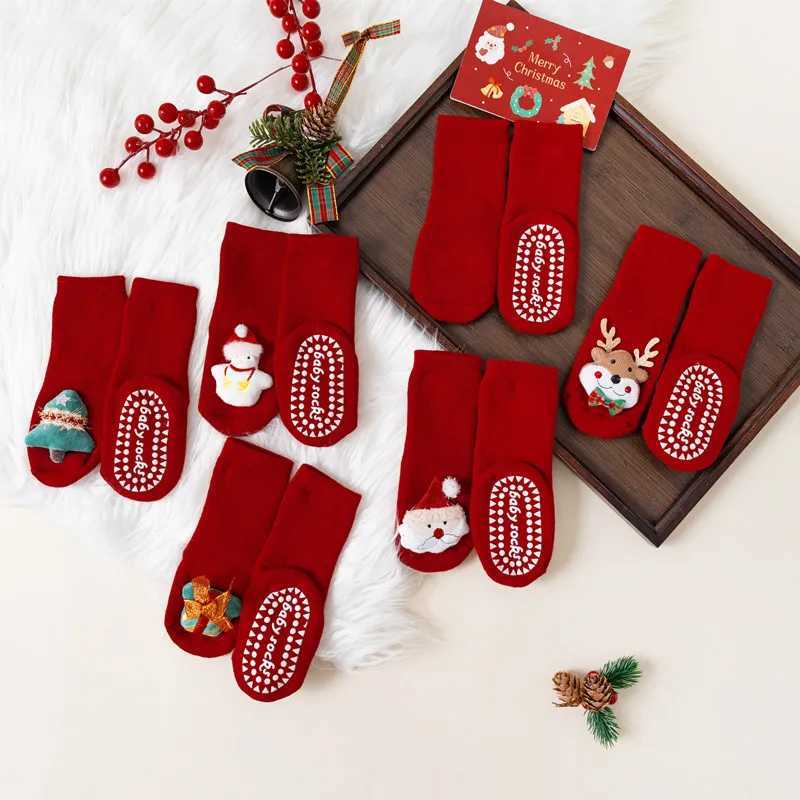 Winter Thicken Cute Christmas Baby Socks For Boys Girls Cartoon Soft Cotton Anti Slip Solid Newborn Toddler Sock Kids Socken J251024