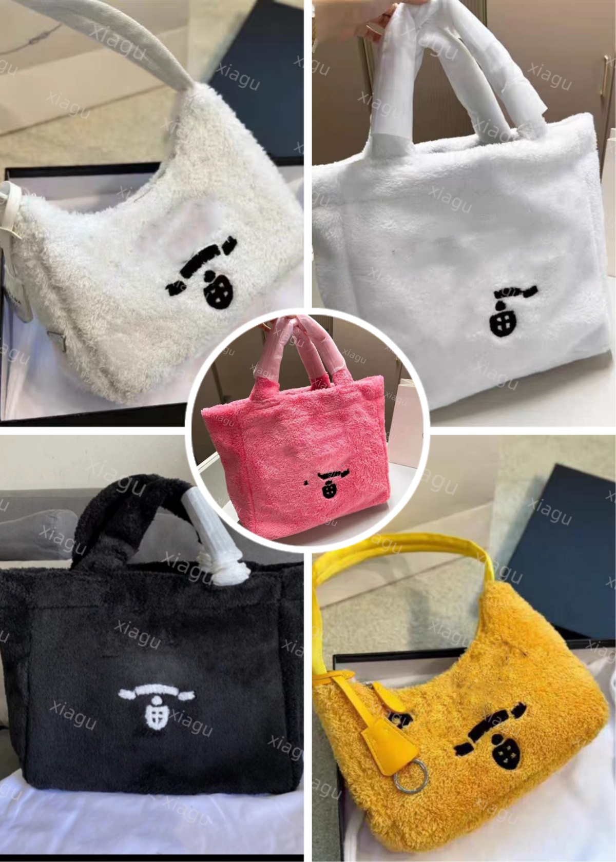 Luxury Bag Retro Fluffy Shoulder Bag - Vintage Style Fuzzy Small Square Purse for Women