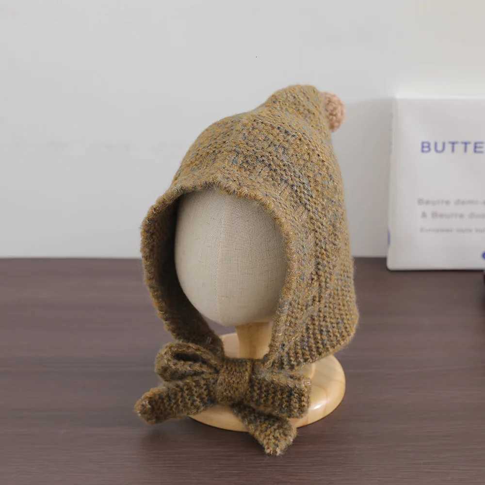 Cute Plush Knitted Baby Earmuff Beanie Infant Boy Girl Winter Warm Hat Solid Color Small Ball Toddler Kids Ear Protection CapsL251024
