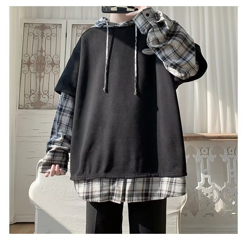 Fake Two-piece Designer Hoodie Jacket Tracksuit Men Polo Veste Coat Hoodie For Men, Autumn Hooded Clothing, Loose Fit, Plus Size, Trendy Brand, Ins St