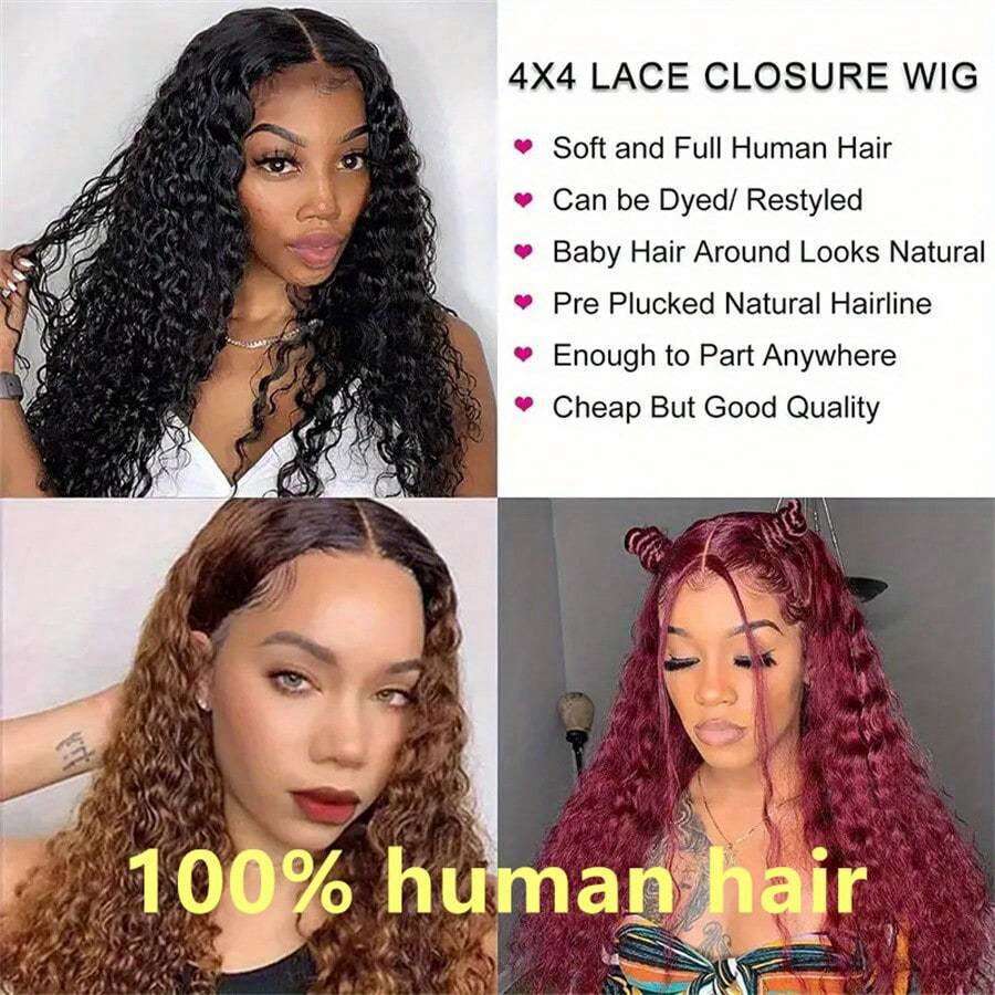250% Density Deep Wave Lace Front Brazilian Virgin Wig with Baby Pre-Plucked Bleached Knots, Black & Blonde Wavy Hair for Women, Men, Unisex - 100% Hu