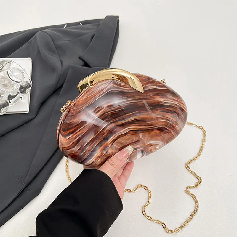 Acrylic Shell Shape Evening Clutch Ladies er Chain Crossbody Shoulder Bag Elegant Handbag Party Wedding Banquet Bag 251023