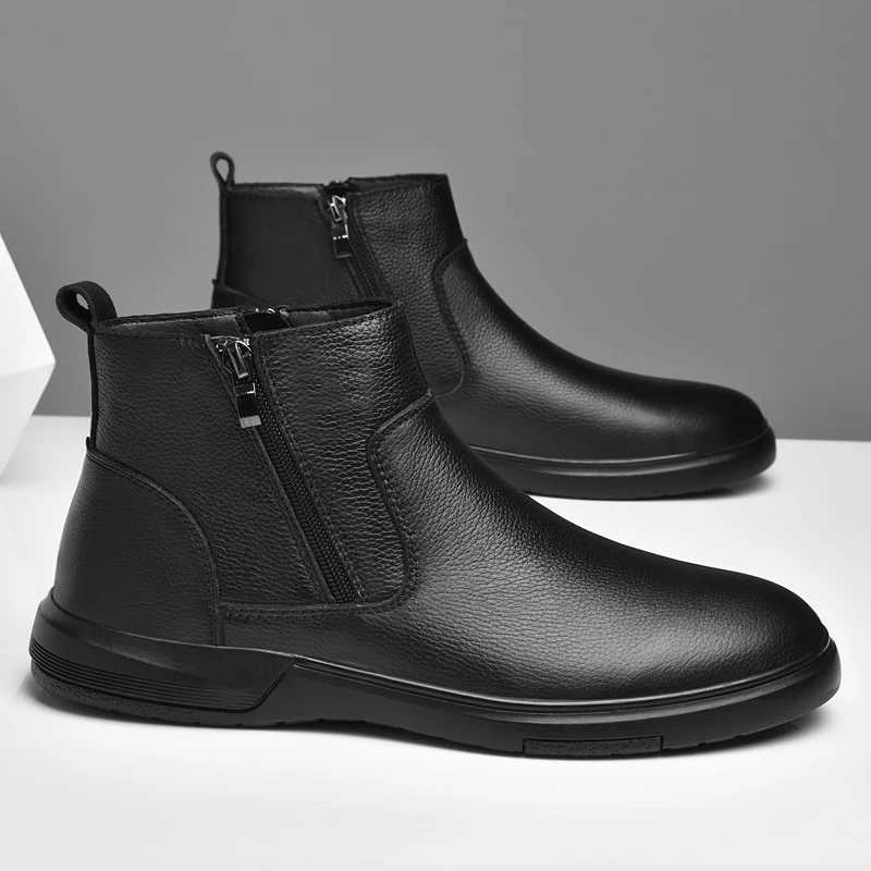 British Style High Top Mens Chelsea Flat Designer Boots Luxury Brand Genuine Leather Oxford Shoes Autumn Winter Walking Shoes W251024