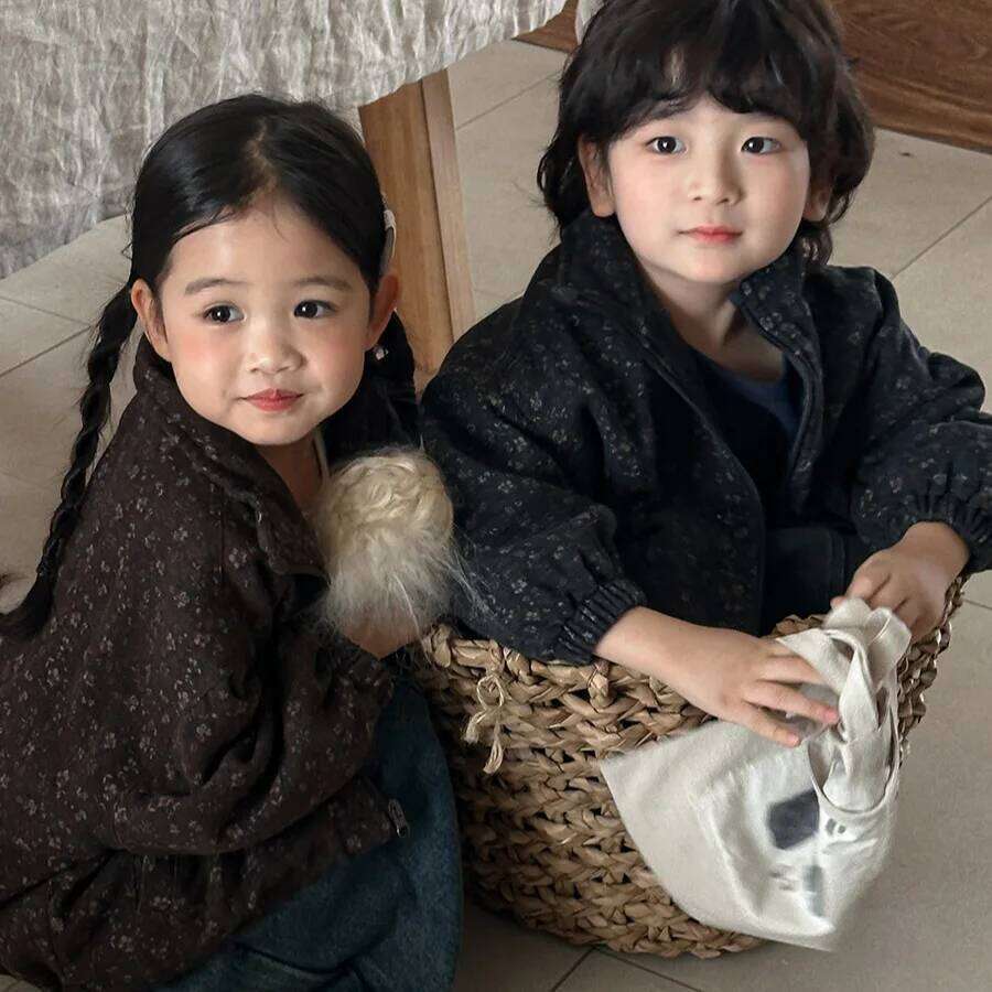 Autumn Children Coat Cotton Floral Printed Infant Babys Zipper Jackets Loose Retro Toddler Little Boys Outerwear Coats