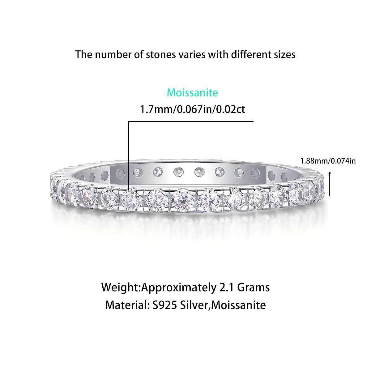 New Customized Solid Gold Jewelry 10K 14K 18K Gold Ring Brilliant 925 Silver Moissanite Eternity Band Ring Weddings Parties