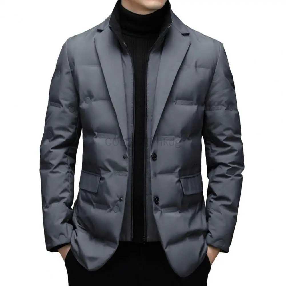 Down Jacket Mens Business Casual Suit White Duck Down Coats with Removable Inner Mens Winter Jacket Z251024