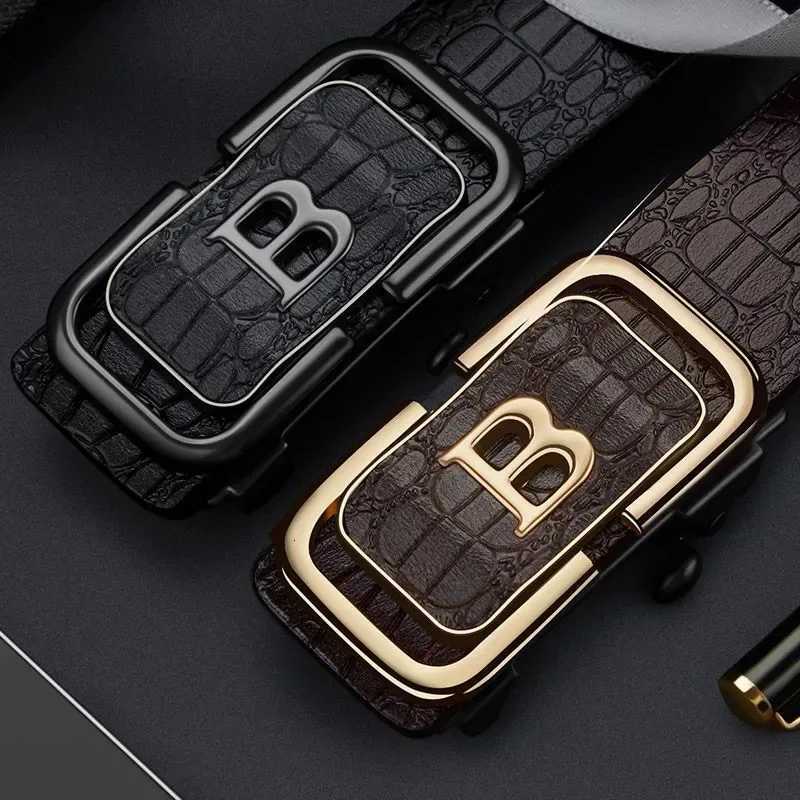 Personalized Simple Crocodile Pattern Automatic Buckle Belt Paired With Casual Business Belt Fashion Mens Unique Design Belt W251024