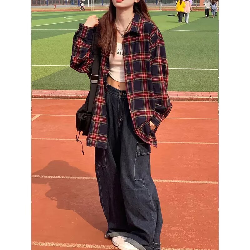 Fashion Cardigan Plaid Shirt Casual J Plaid Shirt Men Long Sleeve Youthful Student Versatile Trendy Jacket