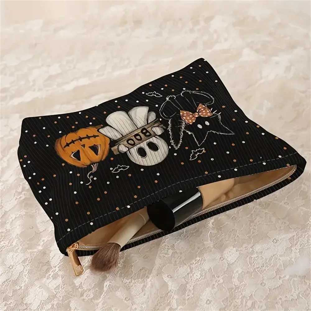 Cute Halloween Makeup Bag Ghost Pattern Cosmetic Pouch Small Zipper Toiletry Bag for Women Mini Travel Organizer Holiday GiftT251024
